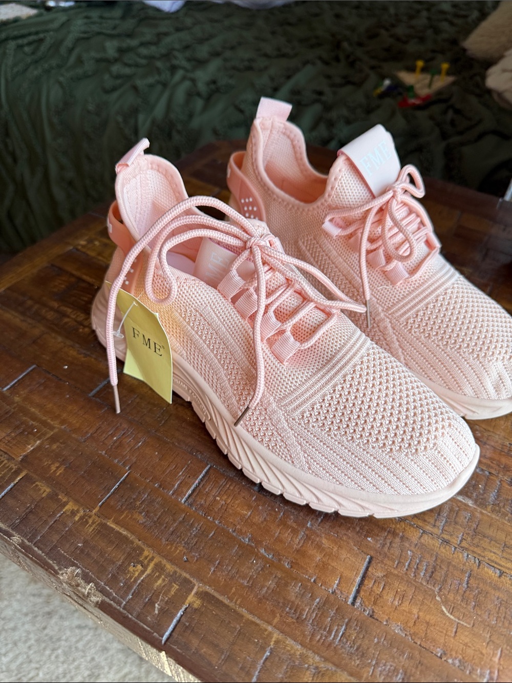ME Makeover Essentials Women's Blush Pink Knit Lace-Up Sneakers